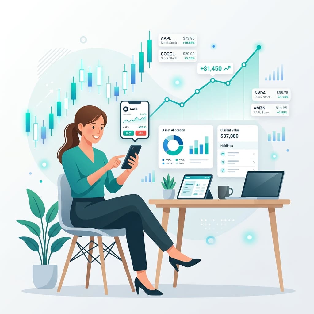 Stock trading and demat account illustration