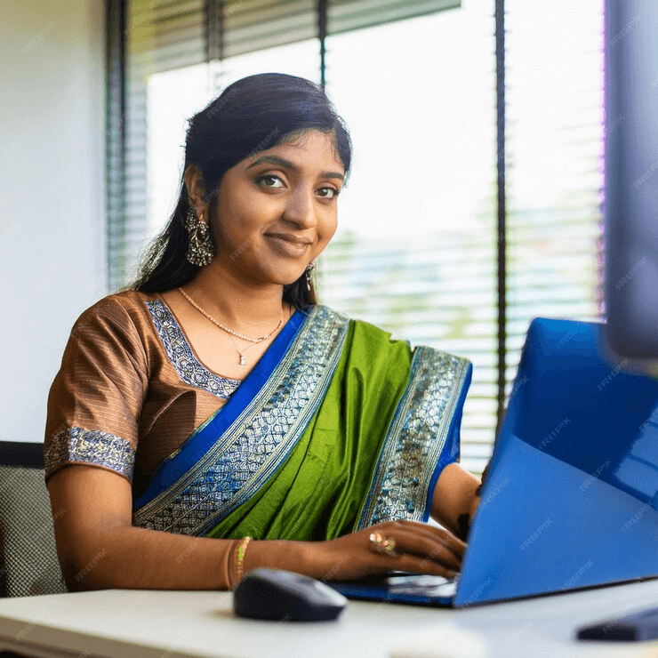 Woman working at laptop