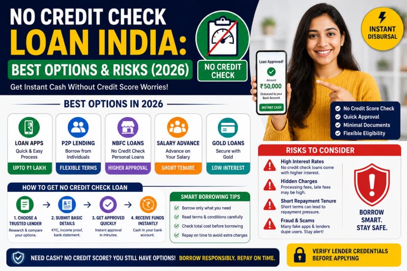 No Credit Check Loan India: Best Options & Risks (2026)