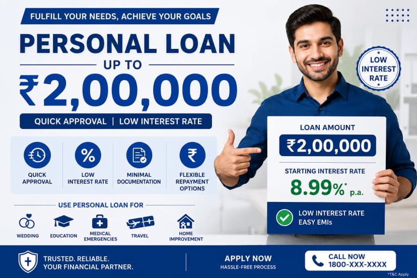 Get 2 Lakh Personal Loan with Low Interest Rate Instantly