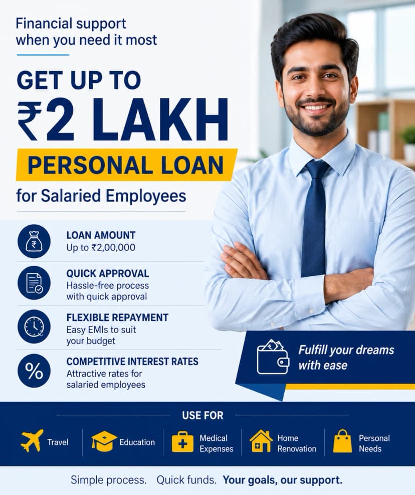 Get a 2 Lakh Personal Loan for Salaried Employees Instantly