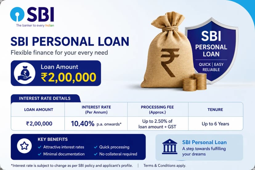 2 Lakh Personal Loan Interest Rate SBI