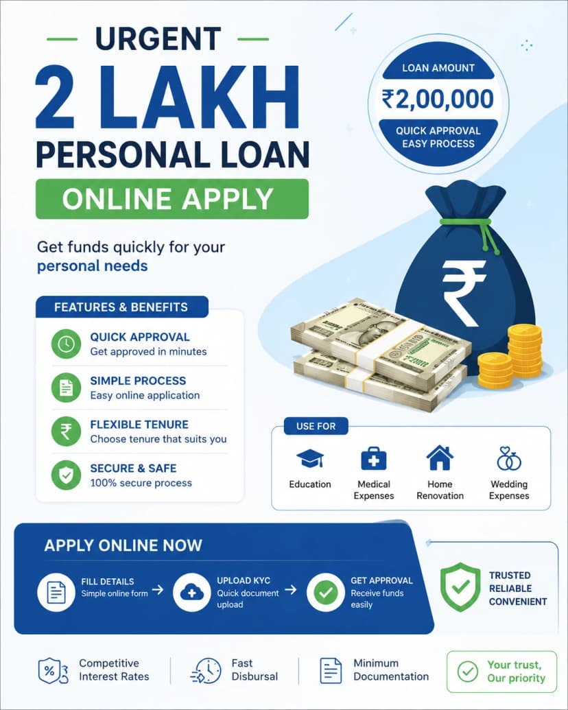 Urgent 2 Lakh Personal Loan Online Apply