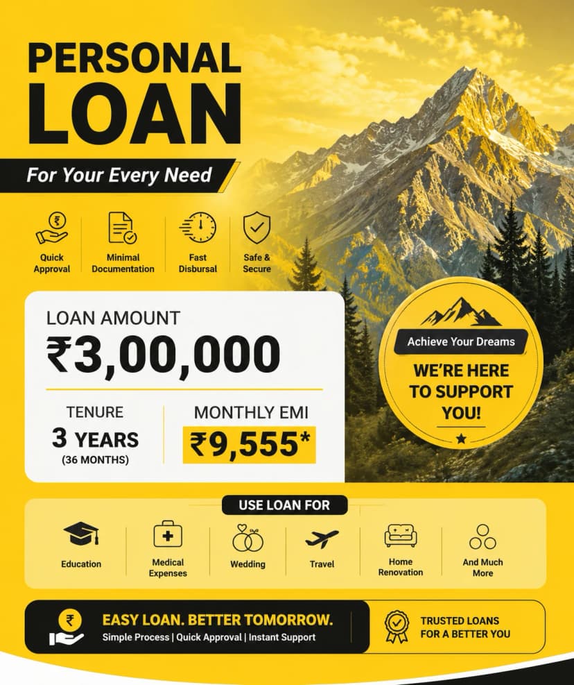 3 Lakh Personal Loan EMI for 3 Years