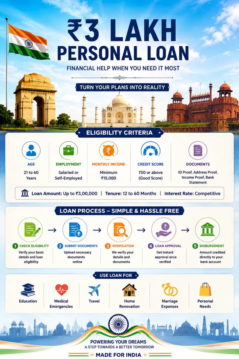 3 lakh personal loan eligibility and process
