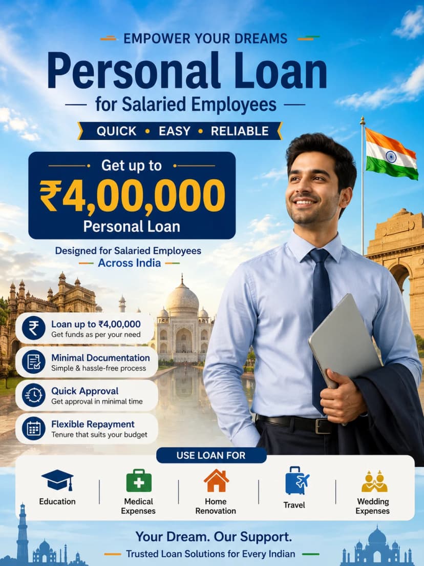 4 lakh personal loan for salaried employees India