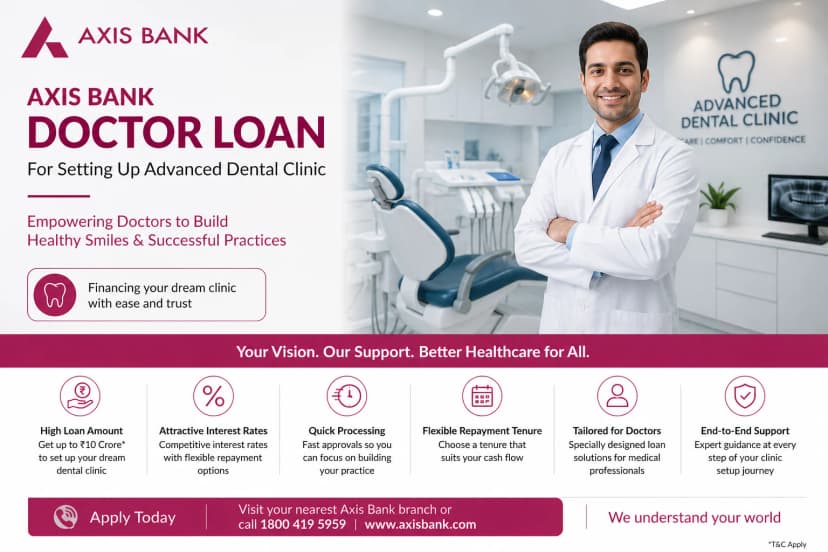 axis bank doctor loan for setting up advanced dental clinic