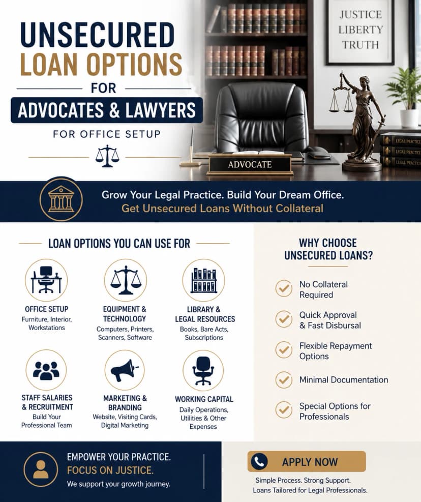 unsecured loan options for advocate and lawyers for office setup