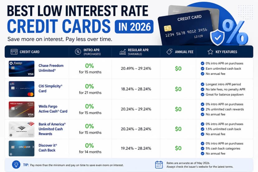 Best Low Interest Rate Credit Cards in 2026