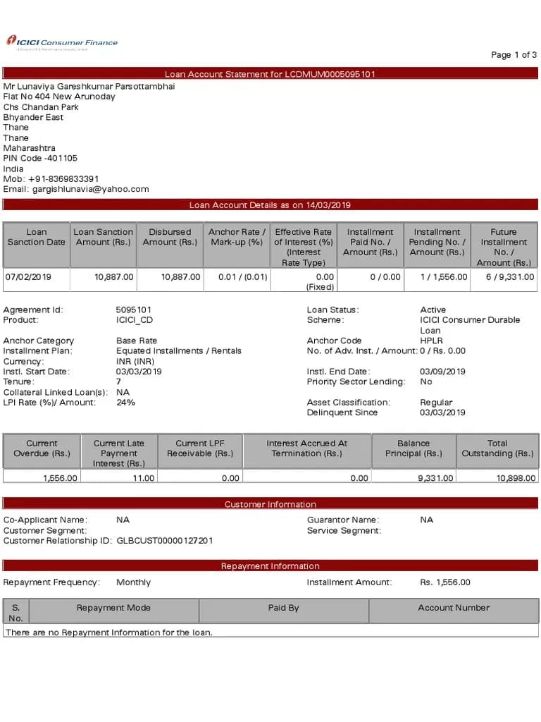 Personal Loan Account Statement Guide & Download
