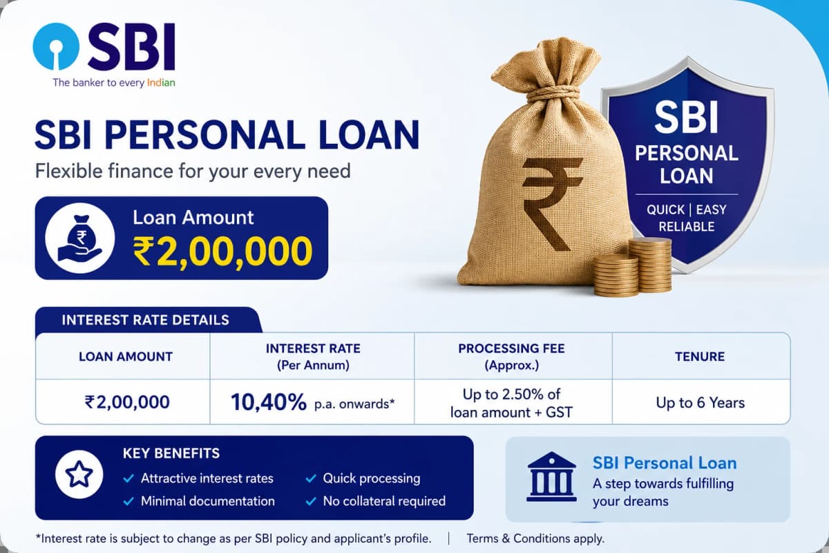 2 Lakh Personal Loan Interest Rate SBI